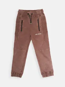 Angel & Rocket Boys Brown Solid Cotton Jogger Track Pants