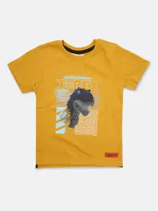 Angel & Rocket Boys Yellow Printed Applique T-shirt