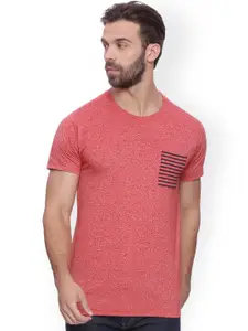 Difference of Opinion Men Red Solid Round Neck T-shirt