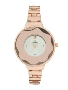 Hobforestessentials Women Embellished Dial & Rose Gold Straps Analogue Watch FR22-212-RG