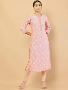 Soch Women Pink Geometric Embellished Kurta