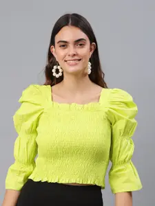 PRETTY LOVING THING Lime Green Cotton Crop Top