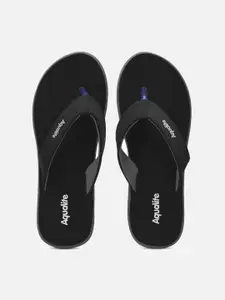 Aqualite Women Black & White Rubber Thong Flip-Flops