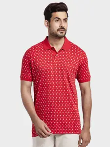 ColorPlus Men Red Printed Polo Collar T-shirt