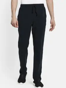 Octave Men Navy Blue Solid Cotton Track Pant