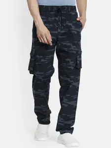 Octave Men Navy Blue Printed Cotton Track Pant