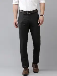 Van Heusen Men Textured Slim Fit Low-Rise Trousers