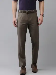 Van Heusen Men Mid-Rise Checked Slim Fit Trousers
