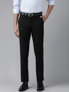 Van Heusen Men Black Solid Slim Fit Formal Trousers