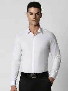V Dot Men White Slim Fit Casual Shirt