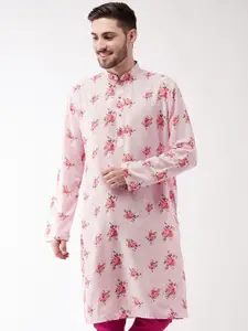 VASTRAMAY Men Pink Floral Printed Floral Kurta