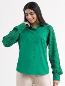 FableStreet Women Green Comfort Casual Shirt