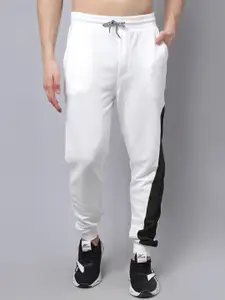 DOOR74 Men Off White & Black Colorblocked Cotton Jogger