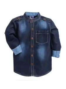 TONYBOY Boys Blue Denim Premium Faded Pure Cotton Casual Shirt