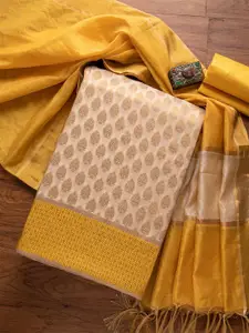 Koskii Women Gold Dress Material