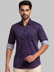 Parx Men Purple Slim Fit Printed Casual Shirt
