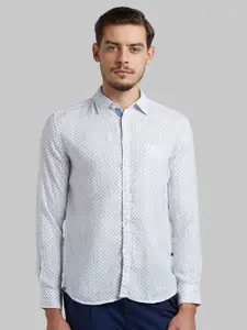 Parx Men Blue Slim Fit Printed Casual Shirt