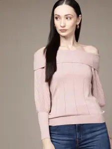 bebe Women Season Staples Dusty Pink Off-shoulder Sweater