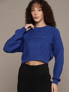 bebe All Day Cable Knit 2-in-1 Crop Pullover