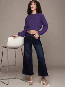 bebe All Day Cable Knit 2-in-1 Crop Pullover