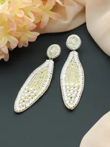 Jazz and Sizzle Off White Feather Shaped Drop Earrings