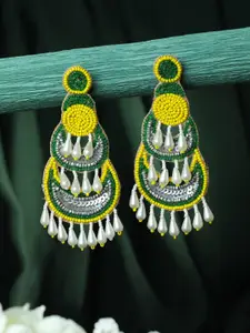 Jazz and Sizzle Yellow Contemporary Chandbalis Earrings