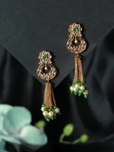 Jazz and Sizzle Green Crescent Shaped Drop Earrings
