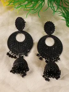 Jazz and Sizzle Black Circular Jhumkas Earrings
