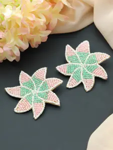 Jazz and Sizzle Women Pink & Green Star Shaped Studs Earrings