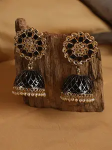 Jazz and Sizzle Black Dome Shaped Jhumkas Earrings