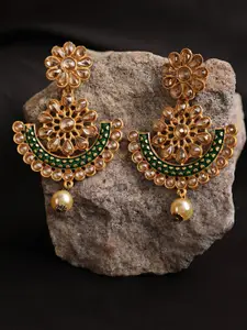 Jazz and Sizzle Green Contemporary Chandbalis Earrings