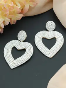 Jazz and Sizzle White Heart Shaped Drop Earrings