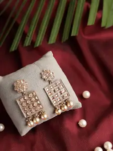 Jazz and Sizzle Gold-Toned Square Drop Earrings