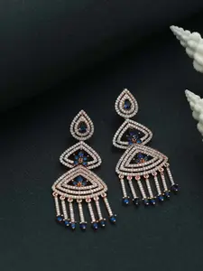 Jazz and Sizzle Blue Crescent Shaped Drop Earrings