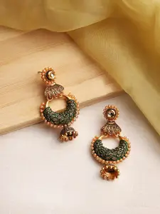 Jazz and Sizzle Green & Rose Crescent Shaped Drop Earrings