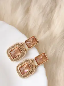 Jazz and Sizzle Gold-Toned Square Drop Earrings
