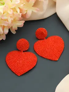 Jazz and Sizzle Red Silver-Plated Heart Shaped Drop Earrings