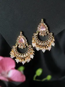 Jazz and Sizzle Gold-Toned Crescent Shaped Chandbalis Earrings