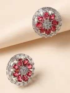 Jazz and Sizzle Red Circular Studs Earrings