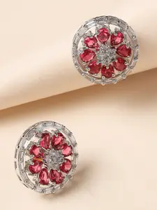 Jazz and Sizzle Red Circular Studs Earrings