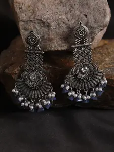 Jazz and Sizzle Silver-Toned Contemporary Drop Earrings