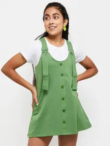 Max Green Pinafore Mini Dress
