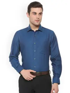 Van Heusen Men Teal Blue Regular Fit Solid Formal Shirt