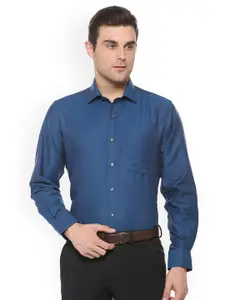 Van Heusen Men Teal Blue Regular Fit Solid Formal Shirt