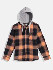 Pepe Jeans Boys Tartan Checked Twill Weave Hooded Casual Shirt