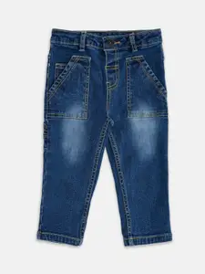 Pantaloons Baby Boys Blue Low Distress Light Fade Jeans