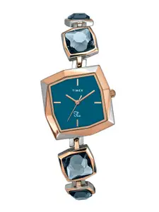 Timex Women Blue Brass Dial & Blue Bracelet Style Straps Analogue Watch TWEL16102-Blue