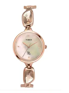 Timex Women Silver-Toned Brass  Dial & Rose Gold Toned Straps Analogue Watch TWEL15902
