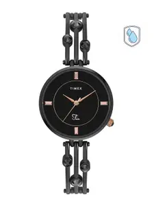 Timex Women Black Brass Dial & Black Bracelet Style Straps Analogue Watch TWEL16003