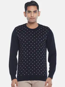 BYFORD by Pantaloons Men Navy Blue & White Printed Pullover